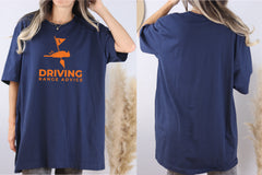 Driving Range Advice Custom Front Orange Logo Unisex Crewneck Shirt 100% Cotton