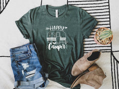 Happy Camper Shirt, Camping Shirt, Nature Lover T-Shirts, Outdoor Tshirt, Adventure Shirts, Wildlife Shirt, Hiking Shirts, Camp Lover Gift