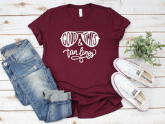 Good Times and Tan Lines Shirt, Summer Vibes Shirt, Beach Shirt, Sun Shades Tee, Summer Vacation Shirt, Beach Day Shirt, Matching Beach Tee