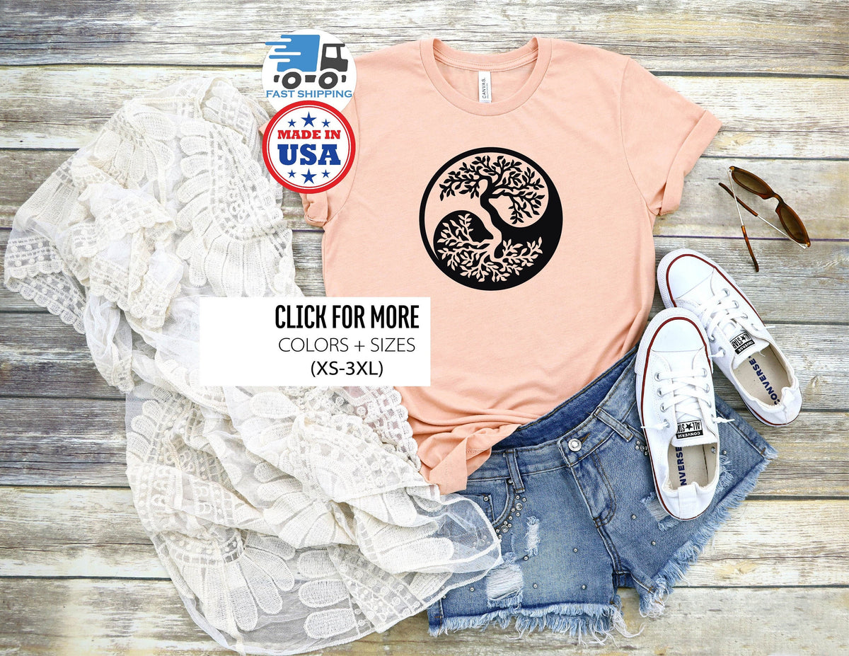 Tree of Life Shirt, Spiritual Shirt, Yin Yang Shirt, Ying Yang Tree Shirt, Ying Yang Sign, Ying Yang Shirt Women, Buddhist Shirt, BonsaiTree