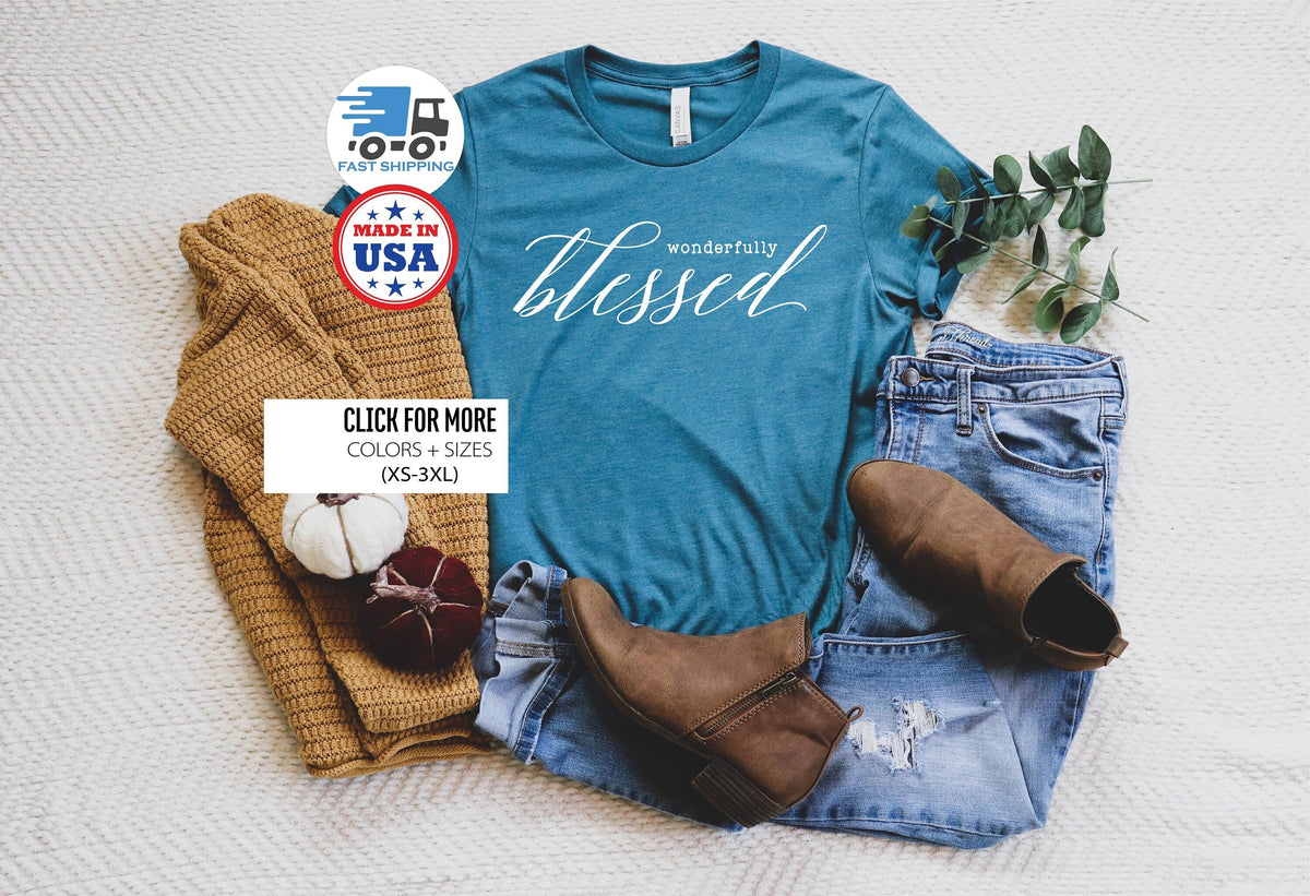 Blessed Shirt, Christian Shirts, Religion Shirts, Religious Shirt, Religious Gift Shirt, Christian Gift, Shirt for Women, Faith Shirt