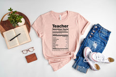 Teacher Nutrition Facts Shirt, Caring-Hardworking-Passion-Caffeine Teacher Shirt, Teacher Appreciation Day Shirt, Teacher Gift