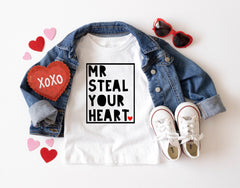 Mr. Steal Your Heart Boys Valentine's Day Shirt - Boys Valentine Tee
