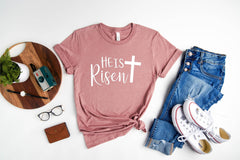 Christian Shirt He is Risen Shirt Easter Shirt for Women God Shirts  Christian Easter Shirt Jesus Shirts Easter Shirt, Easter Sunday T-Shirt