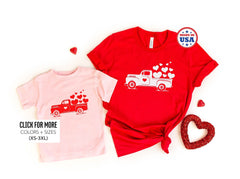 Valentine Heart Truck Tee, Valentine Toddler Shirt, Mom & Me Valentine Shirt, Valentine Shirt Gift, Matching Valentine Tee, Happy Valentine
