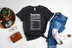Teacher Nutrition Facts Shirt, Caring-Hardworking-Passion-Caffeine Teacher Shirt, Teacher Appreciation Day Shirt, Teacher Gift