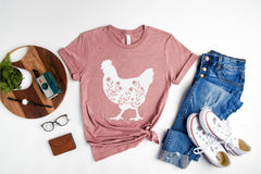 Floral Chicken Shirt, Chicken Shirt, Farm Shirt, Chicken Lover Shirt, Women's Chicken Shirt, Farm Tees, Chicken Whisperer, Farm Girl Shirt
