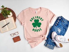 One Lucky Nurse Shirt, St Patrick Day, St Patricks Day Shirt, Irish Shirt, Gift for nurse, Shamrock women tee, Gift for her, Nurse Tee Shirt