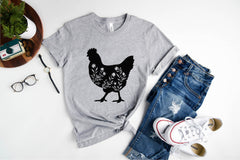 Floral Chicken Shirt, Chicken Shirt, Farm Shirt, Chicken Lover Shirt, Women's Chicken Shirt, Farm Tees, Chicken Whisperer, Farm Girl Shirt