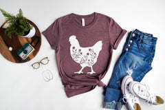 Floral Chicken Shirt, Chicken Shirt, Farm Shirt, Chicken Lover Shirt, Women's Chicken Shirt, Farm Tees, Chicken Whisperer, Farm Girl Shirt
