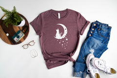 Floral Moon Cat Shirt, Cat Mom Shirt, Cat Shirts, Cat Lover Shirt, Cat Shirt Gift, Cute Cat Shirt, Kitten Shirts, Kitty Shirts for Women