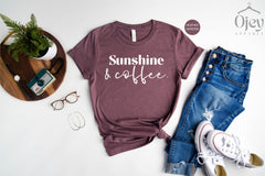 Sunshine and Coffee Shirt, Summer Vibes Shirt, Gift for Mother, Weekend Shirt, Hello Summer Shirt, Workout Shirts, Coffee Lover Gift For Her