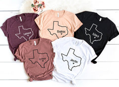 Custom Texas Shirt, Texas Cities Shirts, Custom Texas Map Shirts, Texas Home Shirt, Texas State Shirt, Texans Tshirts Gift, Texas Souevenir