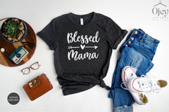 Blessed Mama Heart Shirt, Mothers Day Shirt, Gift For Mom, Mom Shirt, Blessed Mother, Womens Clothing, Mother To Be Shirt, Cute Grandma Gift