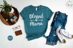 Blessed Mama Heart Shirt, Mothers Day Shirt, Gift For Mom, Mom Shirt, Blessed Mother, Womens Clothing, Mother To Be Shirt, Cute Grandma Gift