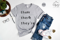 English Teacher Shirt, There They're Their Shirt, Grammar Teacher Shirts, English Teacher Gifts, Funny Grammar Shirts