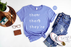 English Teacher Shirt, There They're Their Shirt, Grammar Teacher Shirts, English Teacher Gifts, Funny Grammar Shirts