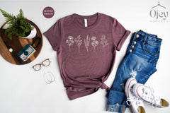 Wild Flower Shirt for Women, Florist Shirt Gift, Floral Shirts, Botanical Shirts, Spring Flower Shirts, Best Friend Gift, Gardening Shirts