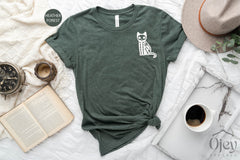 Cat Skeleton Shirt, Cat Shirts for Women, Women Cat Shirts, Pocket Cat Shirt, Halloween Cat Tee, Spooky Cat Shirt, Cat Shirt Gift, Cat Love