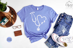 Pregnant Nurse Tee, Nurse Shirt, Stethoscope Shirt, Gift for Nurse, Nursing Shirt, Nurse Grad Tee, Essential Worker, Pregnancy Announcement