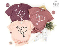 Pregnant Nurse Tee, Nurse Shirt, Stethoscope Shirt, Gift for Nurse, Nursing Shirt, Nurse Grad Tee, Essential Worker, Pregnancy Announcement
