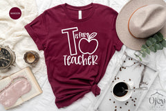 Teacher Shirts, T is for Teacher, Teacher Gift Shirt, Teacher Appreciation Gift, Teacher Shirt for Women, Teacher Tee, Teacher Appreciation