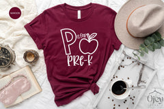 Pre-K Teacher Shirts, P is for Pre-k, Pre-K Teacher Gift, Teacher Appreciation Gift, Teacher Shirt for Women, Teach Tee, Pre Kindergarten