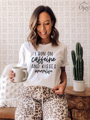 I Run On Caffeine And Kisses Shirt, Sarcastic Shirts For Mom, Mother's Day Gift, Funny Mom Shirts, Mom Life Tshirt, Crewneck, Gift for Mom