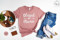 Blessed Mama Heart Shirt, Mothers Day Shirt, Gift For Mom, Mom Shirt, Blessed Mother, Womens Clothing, Mother To Be Shirt, Cute Grandma Gift