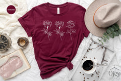 Custom Birth Month Flower Shirt, Personalized Birth Month Flower Shirt, Sentimental Gift, Flower Shirt, Gift For Her, Birthday Gift, Mom Tee