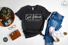 Christian Shirt, Godfidence Knowing I Can't But He Can Shirt, Christian Tee, Religious Shirt, Faith T-shirt, Jesus Shirt, Christian Saying