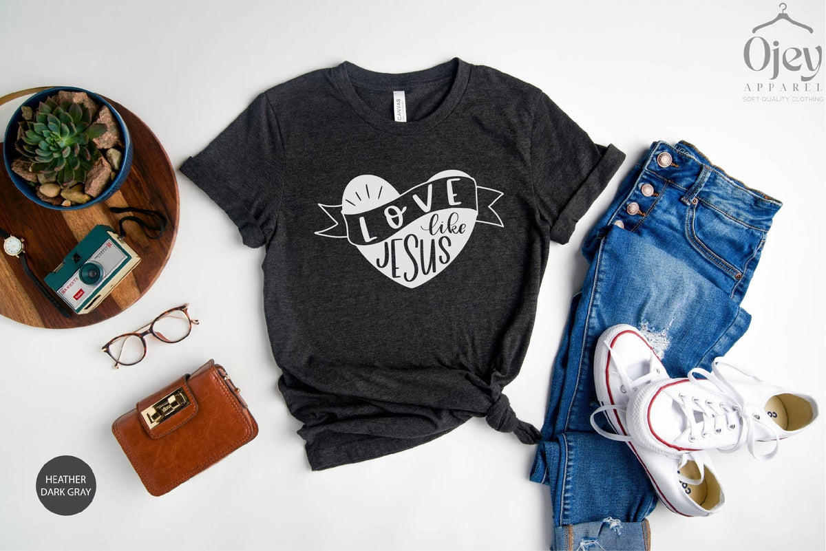 Love Jesus Shirt Christian Shirt Christian T Shirt God Love Shirt Religious Shirt  Religious Gift Christian Gift Unisex Jersey Women Shirt