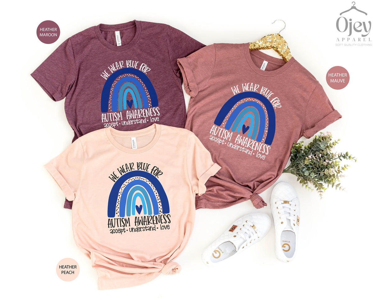 Autism Awareness Shirt for Mothers, We Wear Blue for Autism Awareness, Autism Awareness Gift, Autism Mom Shirts, Autism Shirt for Teacher