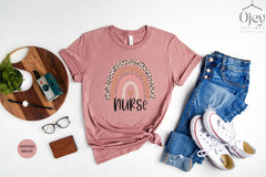 Rainbow Nurse Shirt, RN Shirts, Leopard Nurse Tee, Nurse Week Shirt, CNA Shirt, Nursing, Nursing School Tee, Registered Nurse Shirt, Nursing