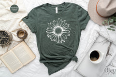 Daisy Shirt, Chamomile Shirts, Birth Month Flower, Boho Shirt, Wildflower Shirt, Floral Tshirt, Womens Clothing, Flower Shirt, Gift For Her