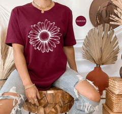 Daisy Shirt, Chamomile Shirts, Birth Month Flower, Boho Shirt, Wildflower Shirt, Floral Tshirt, Womens Clothing, Flower Shirt, Gift For Her