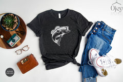 Bass Fish T-Shirt, Fishing Shirts, Fisherman Shirt, Bass Fish Shirt, Fathers Day Gift, Fishing Lover Shirt, Retro Fisher Shirt, Gift For Him