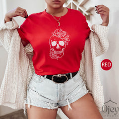 Halloween Shirt, Skull Flower Shirt, Calavera Shirt, Flower Skull Shirt, Sugar Skull Shirt, Floral Skull Tee, Skull Lover Tee