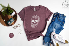Halloween Shirt, Skull Flower Shirt, Calavera Shirt, Flower Skull Shirt, Sugar Skull Shirt, Floral Skull Tee, Skull Lover Tee