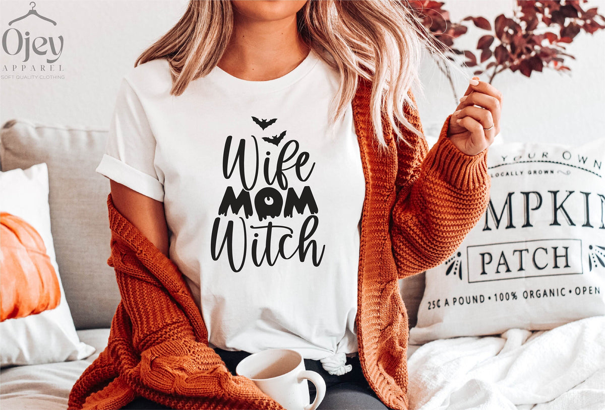 Wife Mom Witch Shirt, Witch Mom Shirt, Halloween Mom Shirt, Halloween Gift for Mom, Gift for Wife, Funny Halloween Shirt for Mom