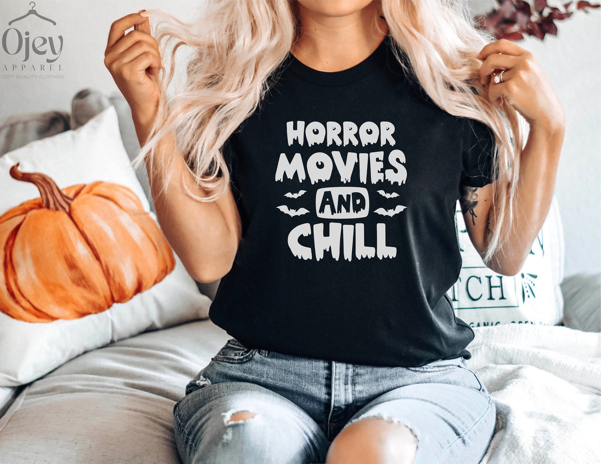 Horror Movies And Chill Shirt, Horror Movies Shirt, Halloween Gift Shirt, Halloween Shirt, Funny Halloween Shirts, Halloween Spirit Shirts