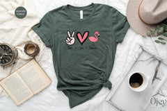 Flamingo Shirt for Women, Peace Love Flamingos T-shirt, Flamingo Lover Shirt, Pink Flamingo Tshirt, Flamingo Gift for Women, Flamingo Shirts