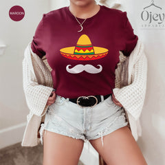 Sombrero And Mustache Shirt, Sombrero Shirt, Cinco De Mayo Shirt, Fiesta Shirt, Mexican Party Shirt, Bachelorette Shirt, Party Shirt