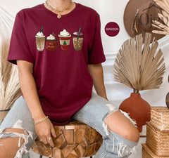 Coffee Christmas Shirt, Christmas Peppermint Iced Latte Shirt, Christmas Shirts for Women, Vintage Christmas Shirts, Coffee Lover Gift