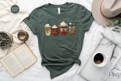 Coffee Christmas Shirt, Christmas Peppermint Iced Latte Shirt, Christmas Shirts for Women, Vintage Christmas Shirts, Coffee Lover Gift
