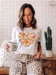 Fall Shirts for Women, Cute Fall Shirts, Autumn Shirt Fall Heart Shirt, Fall Pumpkin Shirts, Cute Pumpkins Shirt, Fall Season Shirts