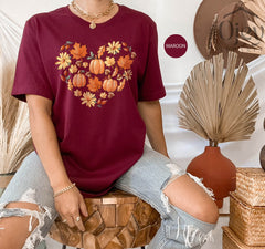 Fall Shirts for Women, Cute Fall Shirts, Autumn Shirt Fall Heart Shirt, Fall Pumpkin Shirts, Cute Pumpkins Shirt, Fall Season Shirts