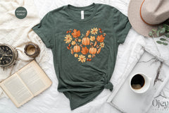 Fall Shirts for Women, Cute Fall Shirts, Autumn Shirt Fall Heart Shirt, Fall Pumpkin Shirts, Cute Pumpkins Shirt, Fall Season Shirts