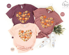 Fall Shirts for Women, Cute Fall Shirts, Autumn Shirt Fall Heart Shirt, Fall Pumpkin Shirts, Cute Pumpkins Shirt, Fall Season Shirts