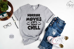 Horror Movies And Chill Shirt, Horror Movies Shirt, Halloween Gift Shirt, Halloween Shirt, Funny Halloween Shirts, Halloween Spirit Shirts